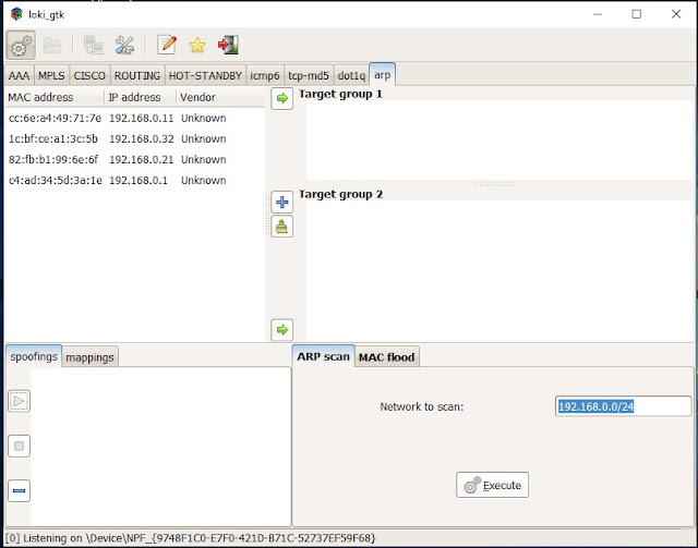 ARP сканирование с помощью loki