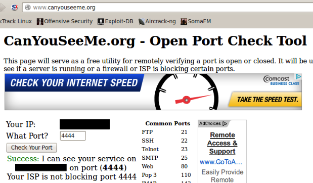 проверка бэкконекта на определённый порт через сторонний сайт или сервис